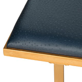 Safavieh Millie Bench Coffee Table Loft Navy Gold Wood MDF Foam Iron PU FOX6251B 889048146914