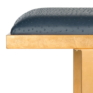 Safavieh Millie Bench Coffee Table Loft Navy Gold Wood MDF Foam Iron PU FOX6251B 889048146914