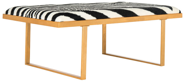 Safavieh Millie Bench Coffee Table Loft Zebra Gold Wood MDF Foam Iron Cowhide FOX6251C 889048146921