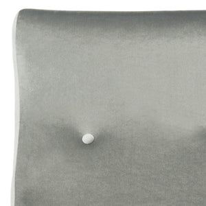 Safavieh Elicia Accent Chair Velvet Retro Mid Century Light Grey Wood Eucalyptus Foam Iron Polyester FOX6260A 889048216037