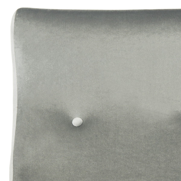 Safavieh Elicia Accent Chair Velvet Retro Mid Century Light Grey Wood Eucalyptus Foam Iron Polyester FOX6260A 889048216037