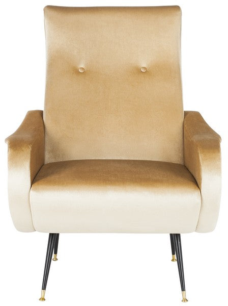 Safavieh Elicia Accent Chair Velvet Retro Mid Century Camel Wood Eucalyptus Foam Iron Polyester FOX6260B 889048216044