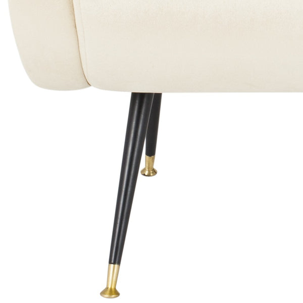 Safavieh Elicia Accent Chair Velvet Retro Mid Century Camel Wood Eucalyptus Foam Iron Polyester FOX6260B 889048216044