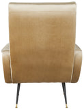 Safavieh Elicia Accent Chair Velvet Retro Mid Century Camel Wood Eucalyptus Foam Iron Polyester FOX6260B 889048216044