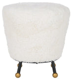 Safavieh Oriana Ottoman Retro Sheepskin Beige Wood Eucalyptus Foam Iron Genuine FOX6261A 889048216068