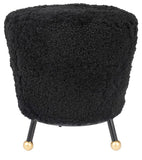 Safavieh Oriana Ottoman Retro Sheepskin Black Wood Eucalyptus Foam Iron Genuine FOX6261B 889048216075