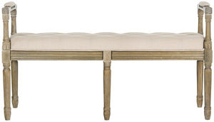 Safavieh Raiden Bench Linen Rustic Oak Beige NC Coating Rubberwood Foam Iron Polyester FOX6263A 889048218727