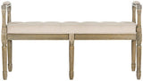 Safavieh Raiden Bench Linen Rustic Oak Beige NC Coating Rubberwood Foam Iron Polyester FOX6263A 889048218727