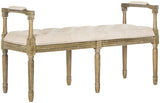 Safavieh Raiden Bench Linen Rustic Oak Beige NC Coating Rubberwood Foam Iron Polyester FOX6263A 889048218727