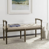 Safavieh Raiden Bench Linen Rustic Oak Beige NC Coating Rubberwood Foam Iron Polyester FOX6263A 889048218727