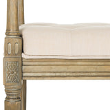 Safavieh Raiden Bench Linen Rustic Oak Beige NC Coating Rubberwood Foam Iron Polyester FOX6263A 889048218727