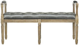 Safavieh Raiden Bench Velvet Rustic Oak Grey NC Coating Rubberwood Foam Iron Polyester FOX6263B 889048218734