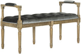 Safavieh Raiden Bench Velvet Rustic Oak Grey NC Coating Rubberwood Foam Iron Polyester FOX6263B 889048218734