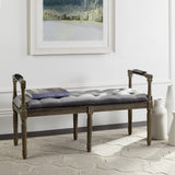 Safavieh Raiden Bench Velvet Rustic Oak Grey NC Coating Rubberwood Foam Iron Polyester FOX6263B 889048218734