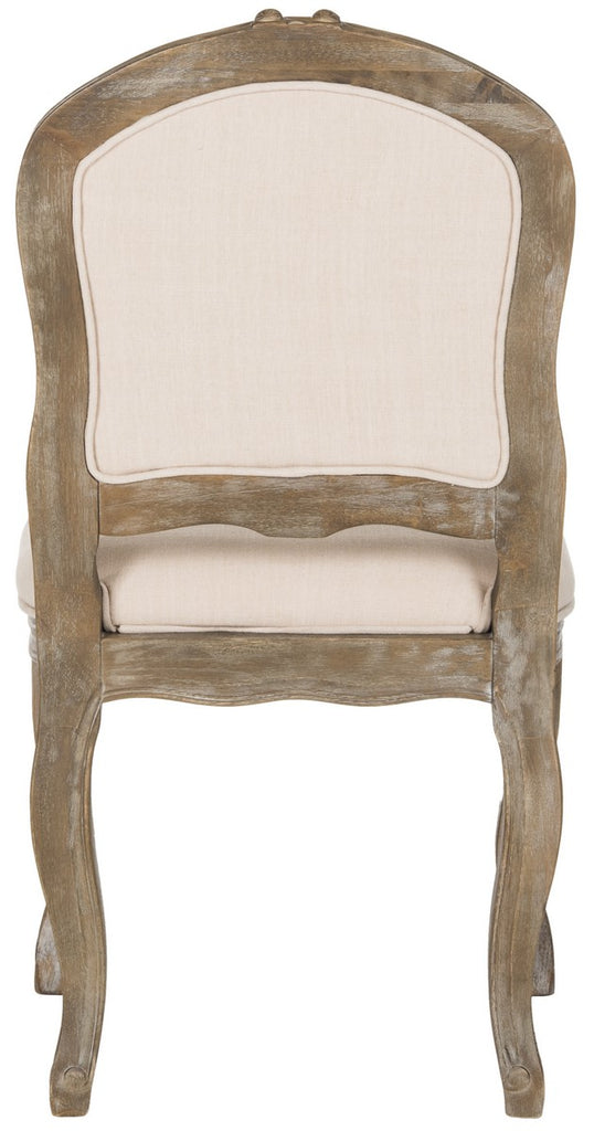 Safavieh - Set of 2 - Eloise Dining Chair 20''H French Leg Beige Rustic Oak NC Coating Rubberwood Foam Iron Linen Polyester FOX6264A-SET2 889048225176