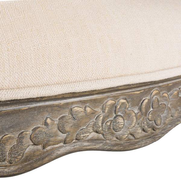 Safavieh - Set of 2 - Eloise Dining Chair 20''H French Leg Beige Rustic Oak NC Coating Rubberwood Foam Iron Linen Polyester FOX6264A-SET2 889048225176