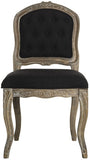 Safavieh - Set of 2 - Eloise Dining Chair 20''H French Leg Black Rustic Oak NC Coating Rubberwood Foam Iron Linen Polyester FOX6264B-SET2 889048225183