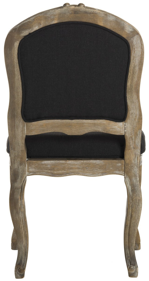 Safavieh - Set of 2 - Eloise Dining Chair 20''H French Leg Black Rustic Oak NC Coating Rubberwood Foam Iron Linen Polyester FOX6264B-SET2 889048225183