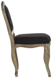 Safavieh - Set of 2 - Eloise Dining Chair 20''H French Leg Black Rustic Oak NC Coating Rubberwood Foam Iron Linen Polyester FOX6264B-SET2 889048225183
