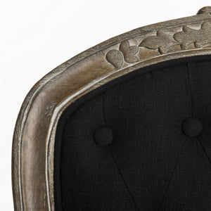 Safavieh - Set of 2 - Eloise Dining Chair 20''H French Leg Black Rustic Oak NC Coating Rubberwood Foam Iron Linen Polyester FOX6264B-SET2 889048225183