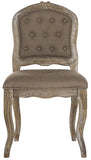 Safavieh - Set of 2 - Eloise Dining Chair 20''H French Leg Dark Brown Rustic Oak NC Coating Rubberwood Foam Iron Linen FOX6264C-SET2 889048225190