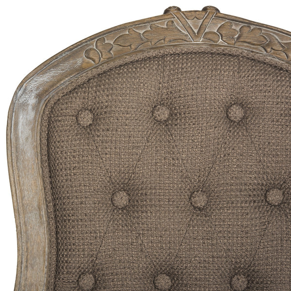 Safavieh - Set of 2 - Eloise Dining Chair 20''H French Leg Dark Brown Rustic Oak NC Coating Rubberwood Foam Iron Linen FOX6264C-SET2 889048225190