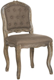 Safavieh - Set of 2 - Eloise Dining Chair 20''H French Leg Dark Brown Rustic Oak NC Coating Rubberwood Foam Iron Linen FOX6264C-SET2 889048225190