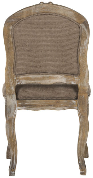 Safavieh - Set of 2 - Eloise Dining Chair 20''H French Leg Dark Brown Rustic Oak NC Coating Rubberwood Foam Iron Linen FOX6264C-SET2 889048225190