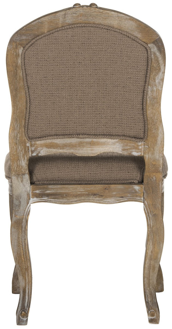 Safavieh - Set of 2 - Eloise Dining Chair 20''H French Leg Dark Brown Rustic Oak NC Coating Rubberwood Foam Iron Linen FOX6264C-SET2 889048225190