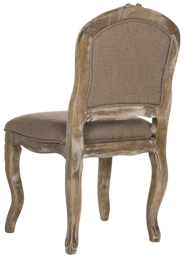 Safavieh - Set of 2 - Eloise Dining Chair 20''H French Leg Dark Brown Rustic Oak NC Coating Rubberwood Foam Iron Linen FOX6264C-SET2 889048225190