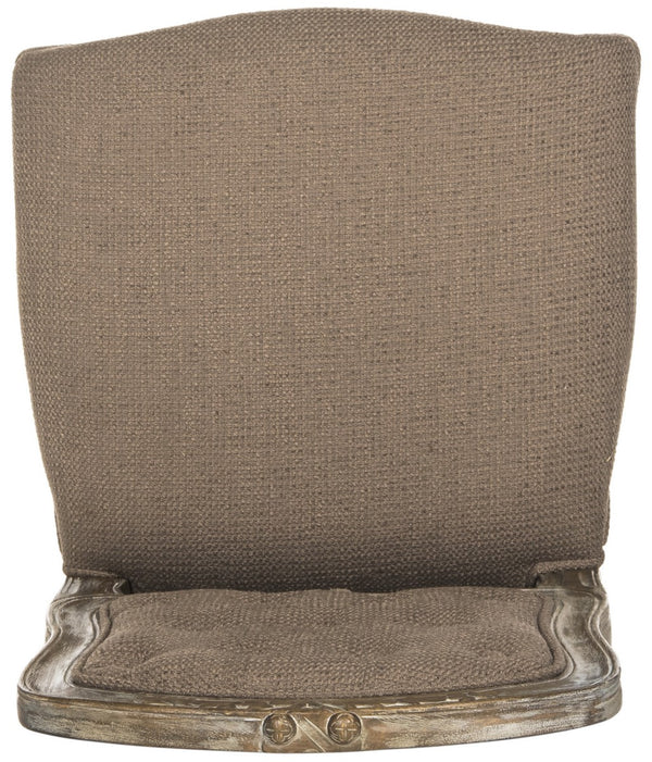 Safavieh - Set of 2 - Eloise Dining Chair 20''H French Leg Dark Brown Rustic Oak NC Coating Rubberwood Foam Iron Linen FOX6264C-SET2 889048225190