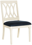 Safavieh - Set of 2 - Selena Side Chair 19''H Velvet Navy Antique White NC Coating Rubberwood Foam Iron Polyester FOX6265A-SET2 889048225152