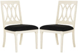 Safavieh - Set of 2 - Selena Side Chair 19''H Velvet Navy Antique Black NC Coating Rubberwood Foam Iron Polyester FOX6265B-SET2 889048225169