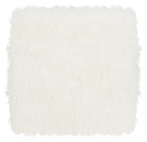 Safavieh Horace Bench Faux Sheepskin Square White Wood Chrome Plated 12Mm MDF Foam Iron FOX6266B 889048210912