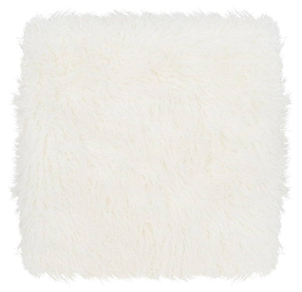 Safavieh Horace Bench Faux Sheepskin Square White Wood Chrome Plated 12Mm MDF Foam Iron FOX6266B 889048210912