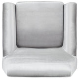 Safavieh Nynette Accent Chair Velvet Retro Mid Century Light Grey Wood Eucalyptus Foam Iron Polyester FOX6270B 889048219496