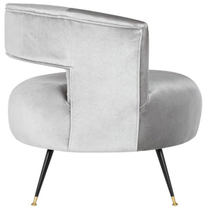 Safavieh Manet Accent Chair Velvet Retro Mid Century Light Grey Wood Eucalyptus Foam Iron Polyester FOX6272B 889048215962