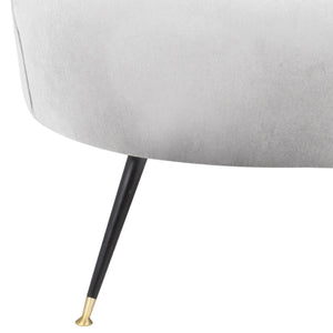 Safavieh Manet Accent Chair Velvet Retro Mid Century Light Grey Wood Eucalyptus Foam Iron Polyester FOX6272B 889048215962