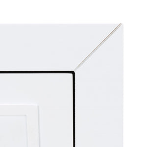 Raina Three Drawer Greek Key Night Stand  White/Silver Wood FOX6278F