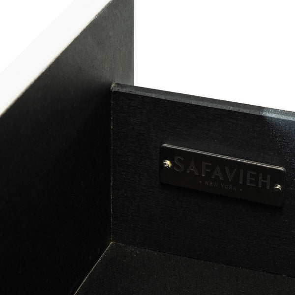 Raina Three Drawer Greek Key Night Stand  White/Silver Wood FOX6278F