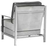 Safavieh Walden Accent Chair Modern Tufted Velvet Chrome Light Grey Plated Solid Plywood Foam Iron Polyester FOX6279C 889048220690