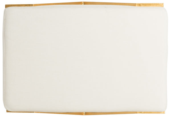 Safavieh Luna Bench Greek Key Light Beige Gold Foil Plywood Foam Nickel Linen Polyester FOX6281A 889048220720