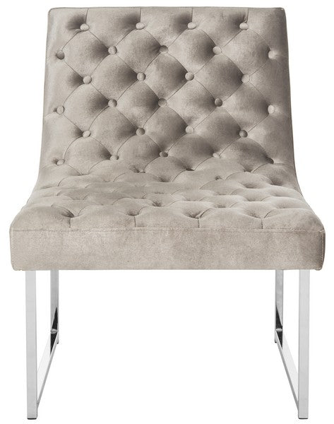 Safavieh Hadley Accent Chair Velvet Tufted Hazelwood Wood Electroplated Eucalyptus Foam Iron Polyester FOX6283A 889048220768