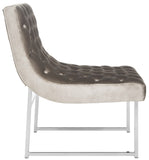Safavieh Hadley Accent Chair Velvet Tufted Hazelwood Wood Electroplated Eucalyptus Foam Iron Polyester FOX6283A 889048220768