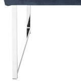 Safavieh Hadley Accent Chair Velvet Tufted Navy Wood Electroplated Eucalyptus Foam Iron Polyester FOX6283B 889048220775