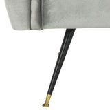 Safavieh Mira Accent Chair Retro Mid Century Velvet Light Grey Wood Powder Coating Eucalyptus Foam Iron Polyester FOX6285B 889048216099