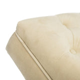 Safavieh Monroe Chaise with Headrest Pillow Beige Chrome Plated Eucalyptus Rubberwood Foam Iron Polyester Velvet FOX6286A 889048220805