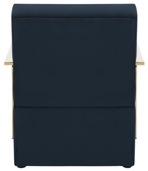Safavieh Orna Accent Chair Navy Brass Plated Eucalyptus Rubberwood Foam Polyester Velvet FOX6287A 889048274433