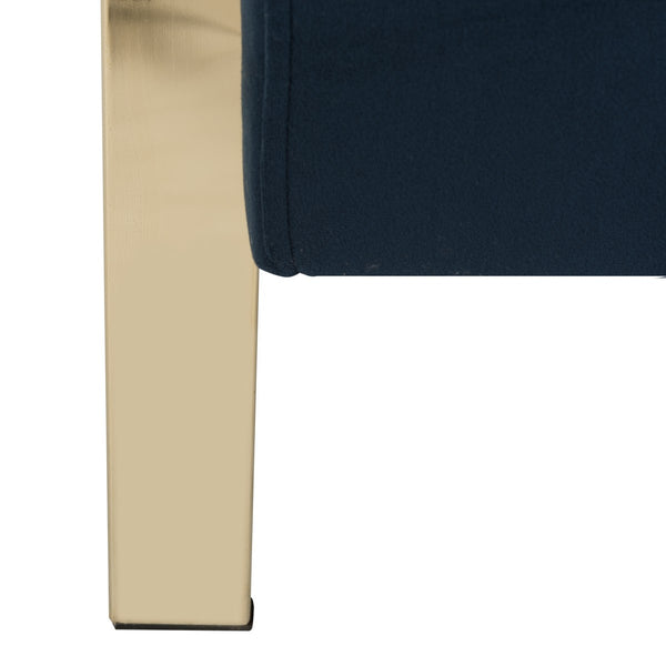 Safavieh Orna Accent Chair Navy Brass Plated Eucalyptus Rubberwood Foam Polyester Velvet FOX6287A 889048274433