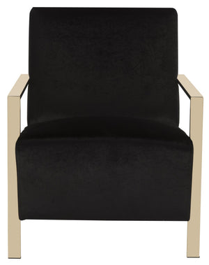 Safavieh Orna Accent Chair Black Brass Plated Eucalyptus Rubberwood Foam Polyester Velvet FOX6287B 889048319677